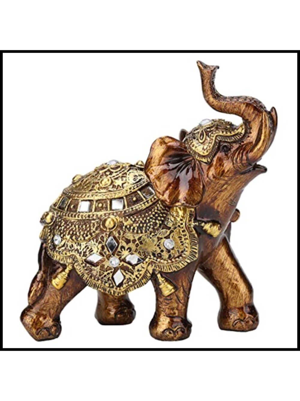 Gold Elephant Statue Feng Shui Wealth Good Luck Symbol Home Decor